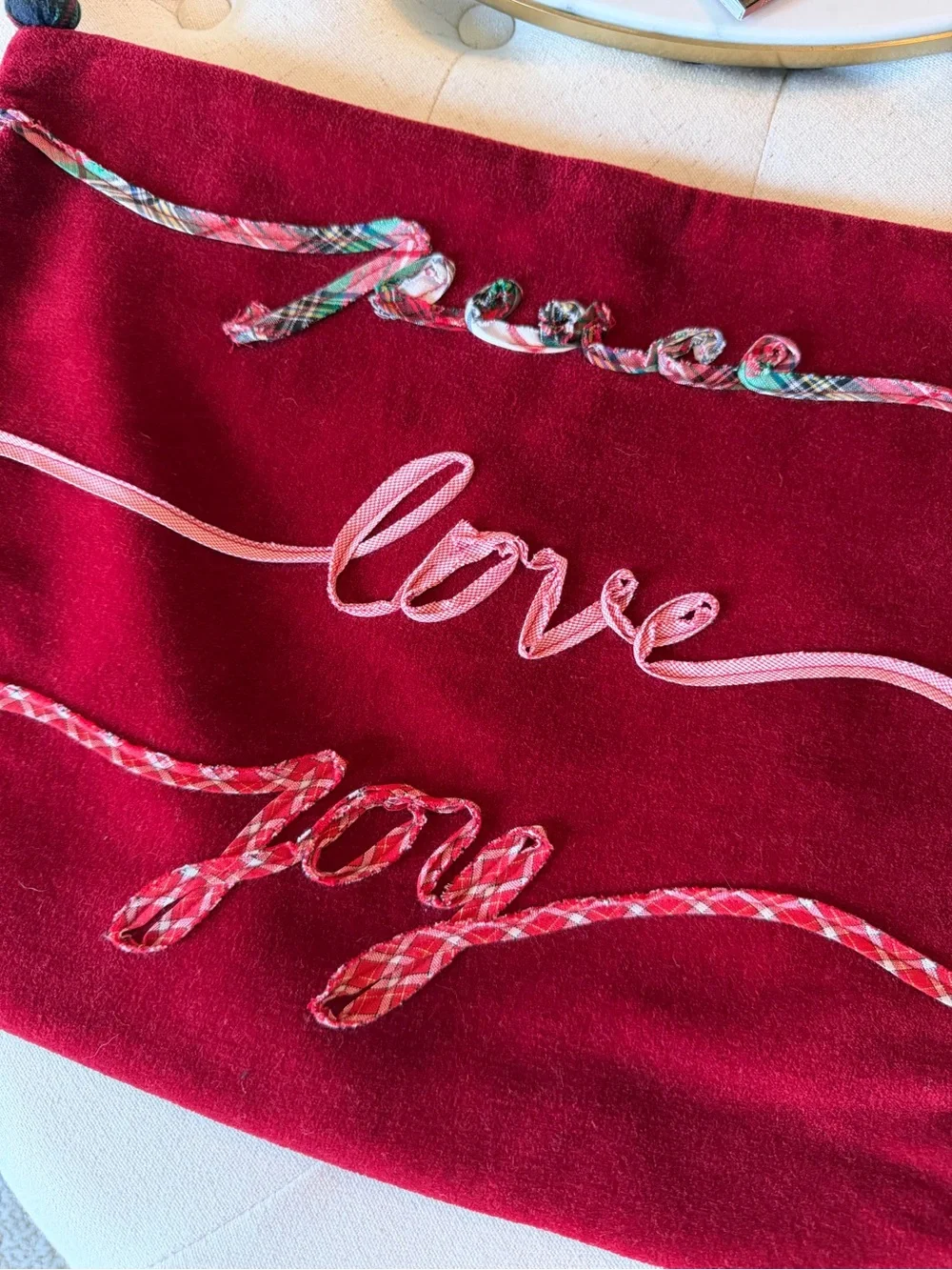 Pottery Barn Peace Love Joy Holiday Lumbar Pillow Cover